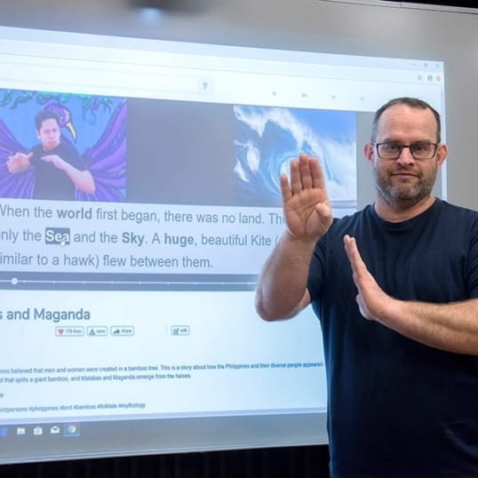 Christopher Kurz, an instructional/support faculty member at RIT’s National Technical Institute for the Deaf, is working with a team to provide access to literacy for deaf children in their own sign languages in the Philippines. The team is one of three finalists in a global literacy competition.