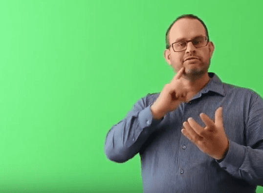 National Technical Institute for the Deaf video screenshot of man signing
