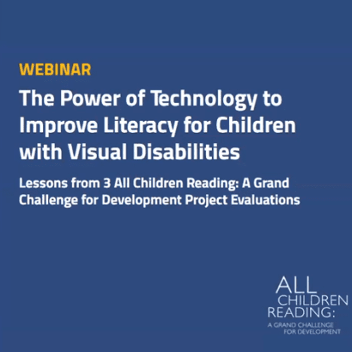 How Technology Can Improve Literacy for Children with Visual Disabilities webinar cover