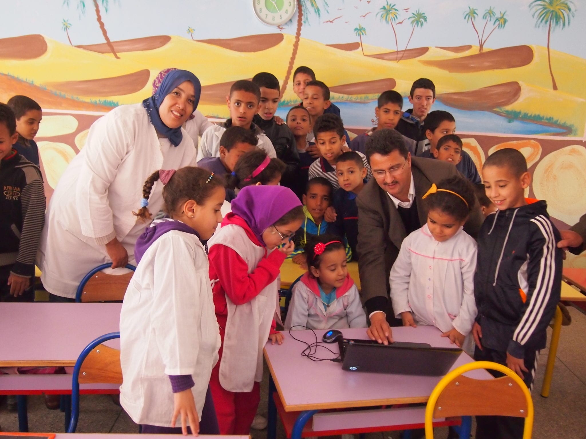 A group of children participate in Institute for Disabilities Training and Research deaf education project in Morocco.