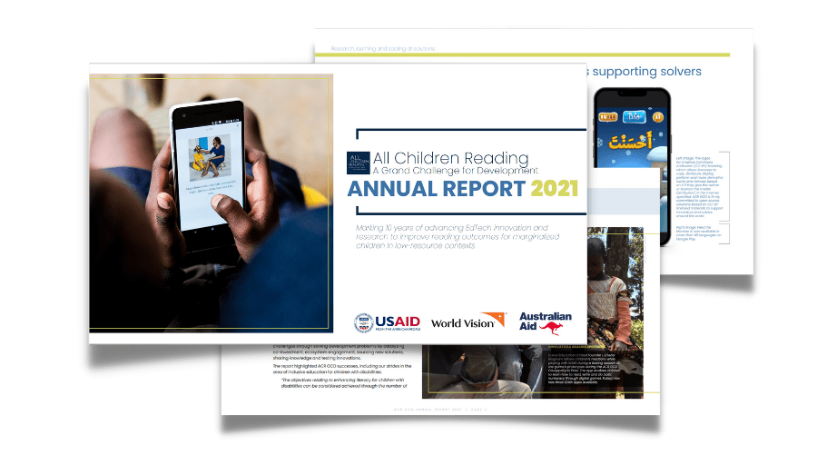 Screenshots of the cover and additional pages from the ACR GCD Annual Report 2021