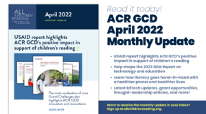 Screen shot of the April 2022 ACR GCD Monthly Update