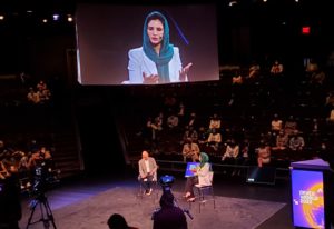 Former Afghanistan Deputy Minister of Interior Affairs Hosna Jalil urges development professionals to invest in digital education content and technology for girls in Afghanistan at Devex World 2022.