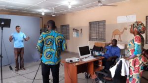 Picture during video sessions in the two Deaf Schools / Schools for the hearing impaired in Bamako, Mali.